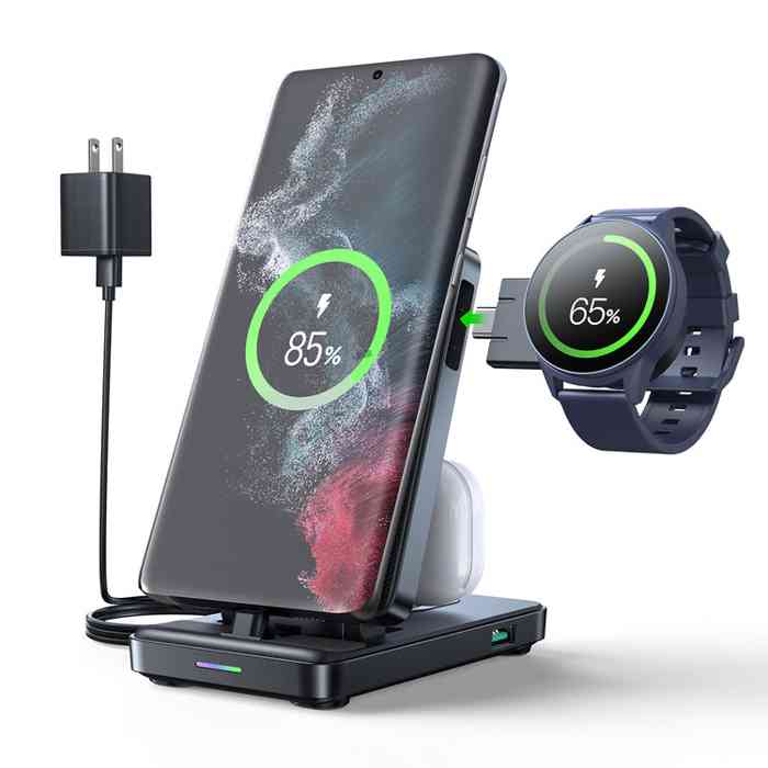 JOYROOM JR-WQS02 4 In 1 Wireless Charging Stand For IPhone / AirPods / Apple Watch Series (Black)
